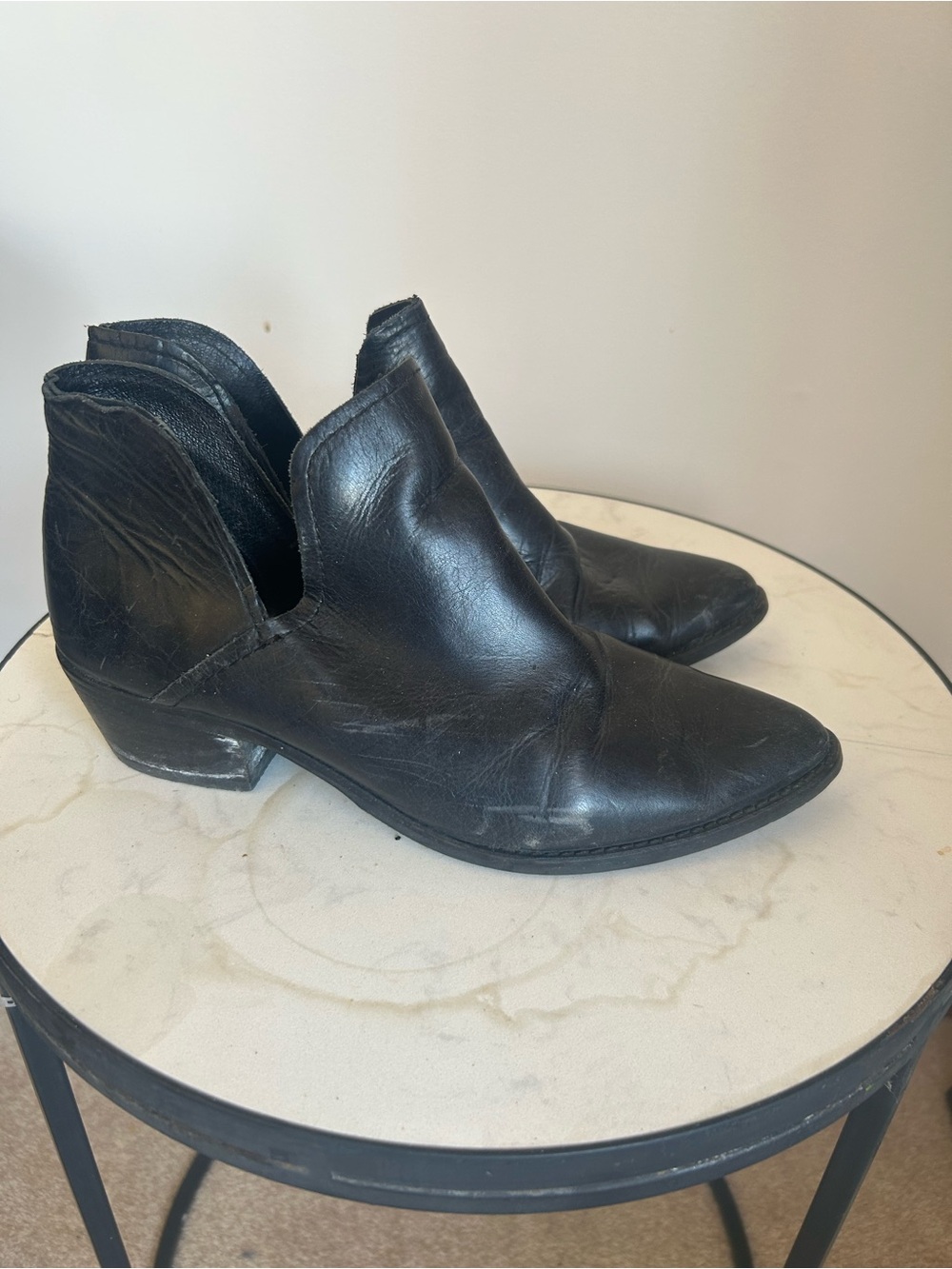 Black Leather Women's Ankle Booties - Classic Slip-On Style